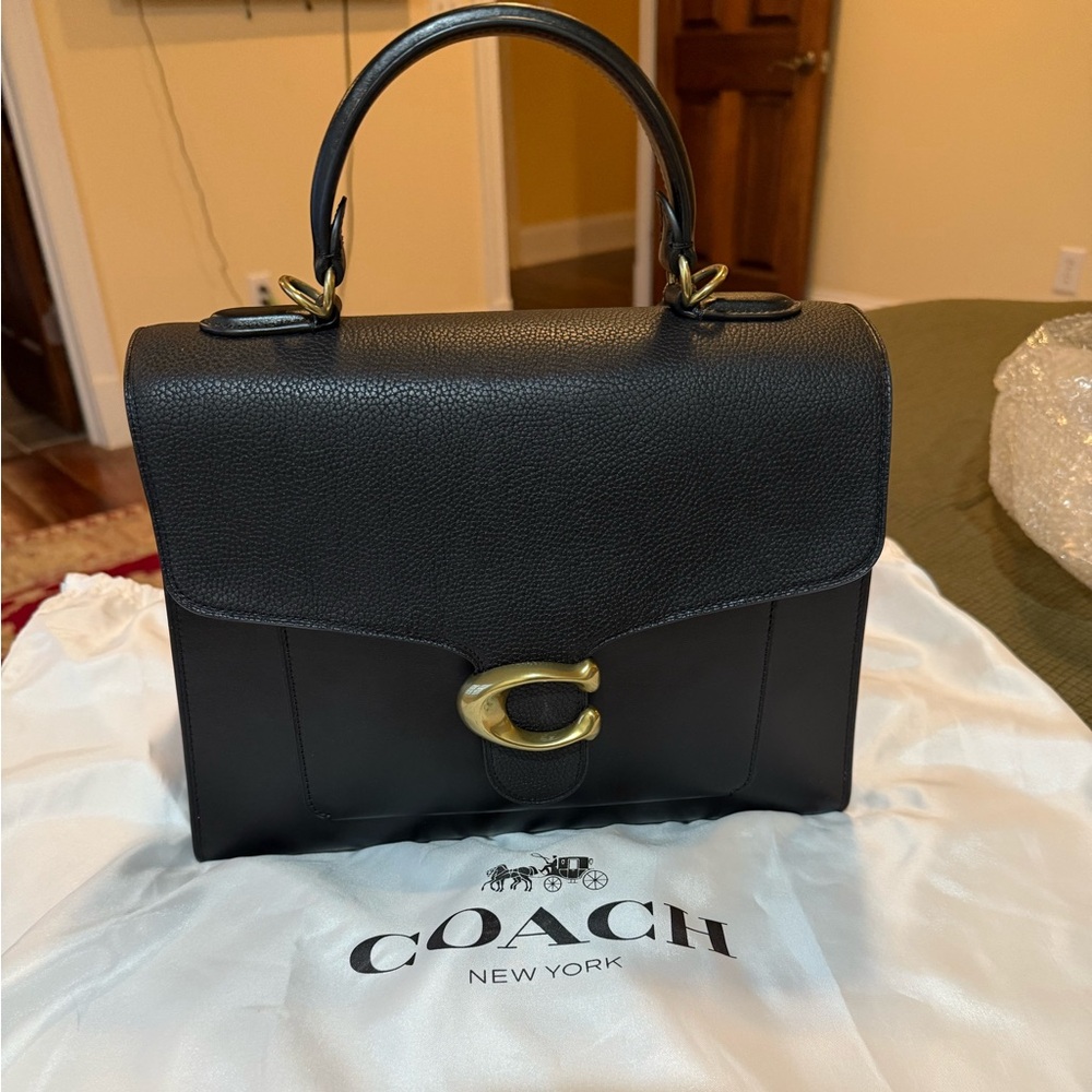 Coach tabby black/brass top handle leather shoulder bag